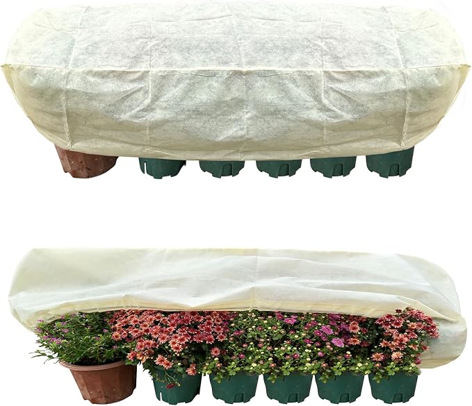 Plant Cover Freeze Protection, Winter Plant Covers, Plant Frost Cover, Tree Plant Freeze Protection Covers, Planter Plant Winter Frost Blanket with Zip Drawstring,2 Pack (59x17.7x15.7INCH)