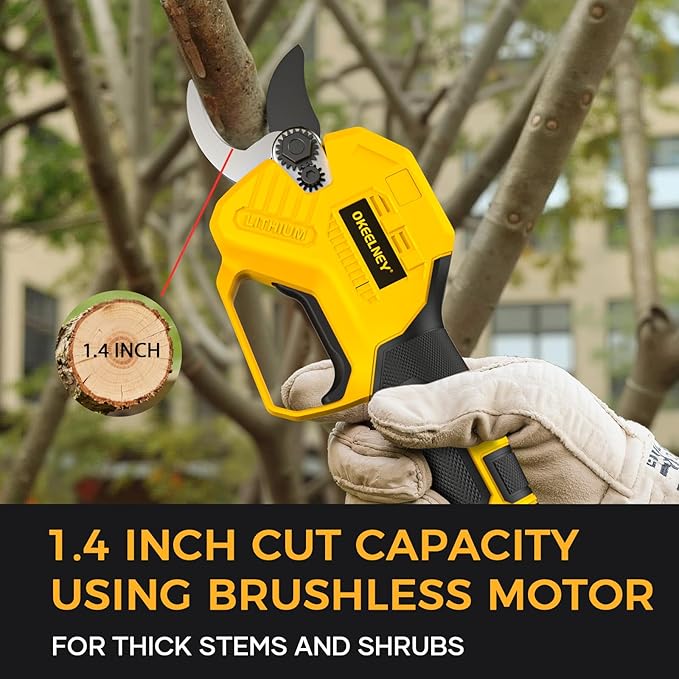 Electric Pruning Shears for DeWalt 20V Max Battery, Brushless Cordless Branch Cutter Pruner with 1.4 inch Cut Capacity for Tree trimming, Shrubs, Gardening - 1 YEAR WARRANTY
