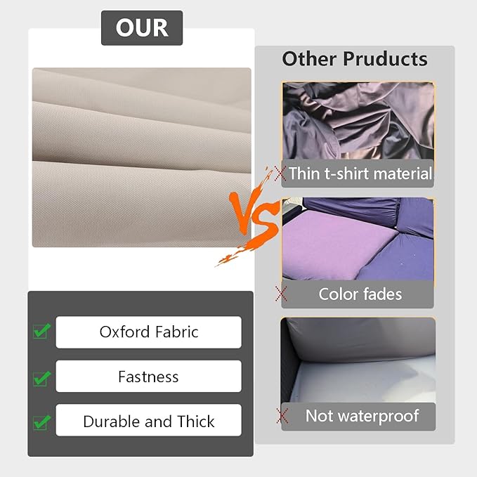 FLYMEI Patio Cushion Covers 25x25x5 Waterproof Outdoor Cushion Cover Replacement 4Packs Outdoor Seat Cushion Slipcover for Rattan Chair Sofa, Apricot