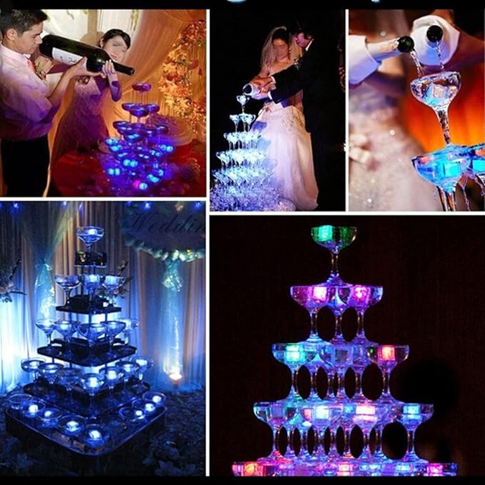 Waterproof Led Ice Cube,12 Pack Multi Color Flashing Glow in The Dark LED Light Up Ice Cube for Bar Club Drinking Party Wine Wedding Decoration
