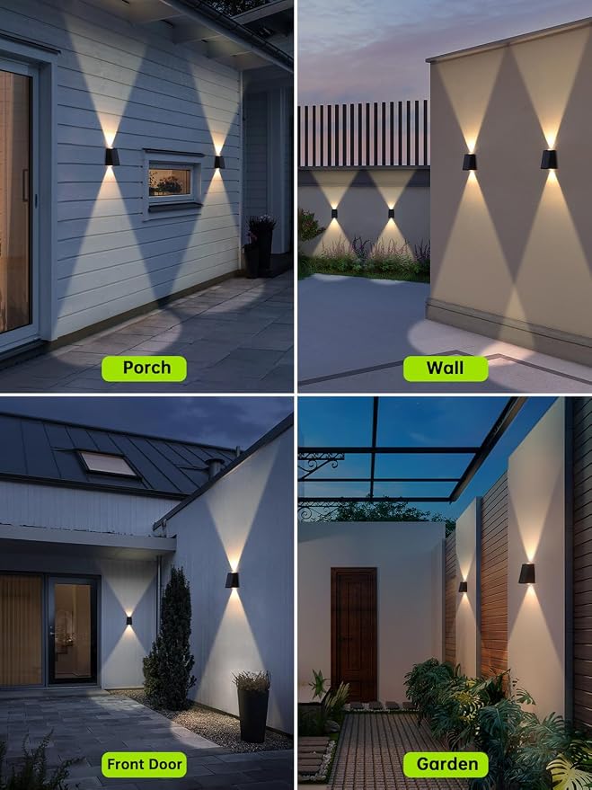 Mrzxy Solar Wall Lights Outdoor Up Down Solar Sconce Lights Outdoor Powered Warm White 3000K Waterproof for Exterior, Garage, Wall, Outside