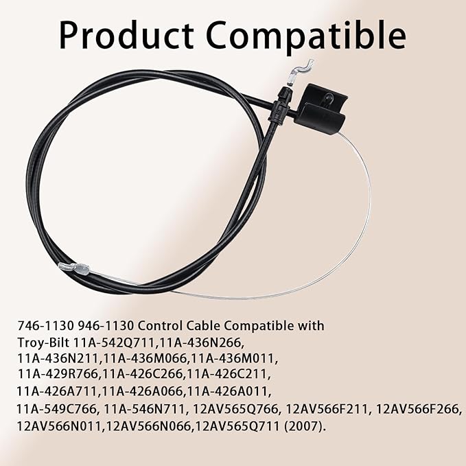 946-1130 Control Cable for with MTD,Troy Bilt,Craftsman Lawn Mower Replace for 746-1130 Engine Zone Cable 12av565q711 11a-542q711 11a-b290711 11a-436a711 12av566m011 12av566n011