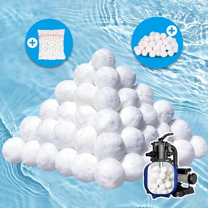 1.77 Lbs Pool Filter Balls for Sand Filter, Reusable Eco-Friendly Sand Filter Balls (Equals 30lbs Pool Filter Sand), Pool Filter Media Balls with Wash Bag, Filter Balls for Swimming Pools