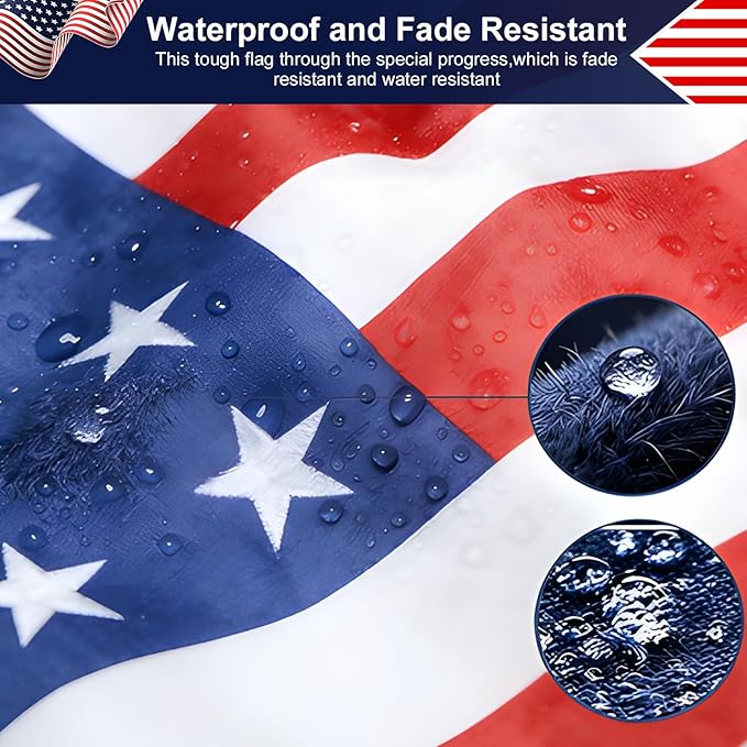 Premium 3x5 US Flag - 210D Polyester Material, Hand-Stitched Stripes, Embroidered Stars and Durable Brass Grommets for High Wind Outdoor Use