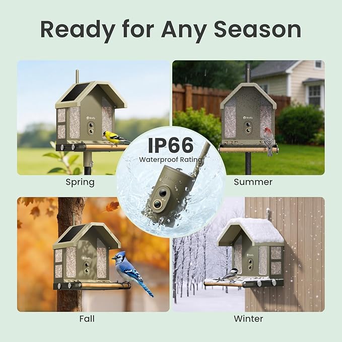 Birdfy Smart Bird Feeder with Camera, 4K UHD Video, Dual-Band 2.4/5GHz Wi-Fi, Solar Powered, AI Identification Lifetime Free, Bird Watching Gift for Bird Lovers
