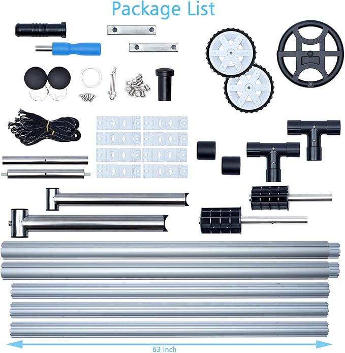 Aluminum Solar Swimming Inground Pool Cover Reel Set (14FT, Blue)