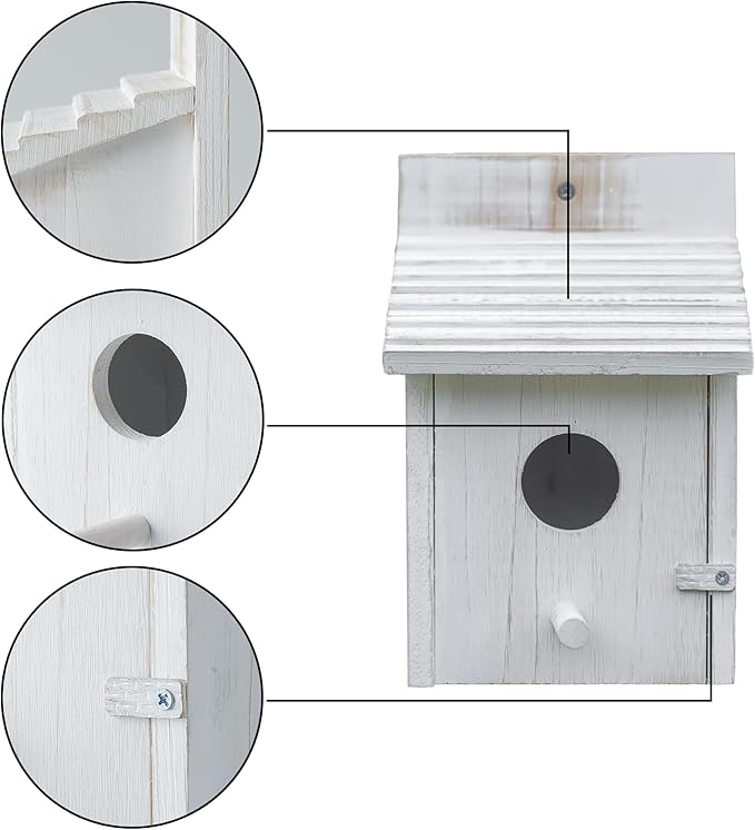 Bird House for Outside,Bluebird House,Outdoor Wooden Hanging Birdhouses Finch Wren Cardinals Garden Nesting Box