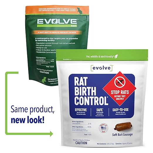 Evolve Rat Birth Control Soft Bait Sausages – 6 lbs | Scientifically Proven Rat Population Control | Not a Poison, Long-Term Population Management (Packaging May Vary)