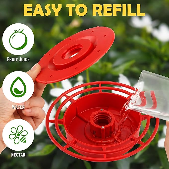 LemonRoad 2 Sets Hummingbird Feeder Replacement Bottom Set Red Plastic Base Outdoors Feeder Bottom Compatible with Best 1 Hummingbird Feeders(No Bottles)