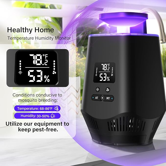 Fruit Fly Traps for Indoors, Smart Fly Trap Indoor Bug Zapper Gnat Traps for House Indoor with Temperature and Humidity Sensor, 10PCS Sticky Boards Black 01