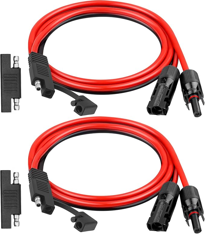 XRDS -RF 10AWG SAE to Solar Panel Connector Cable 3FT 2PCS, Heavy-Duty Tinned Copper, Solar Extension Cable with SAE Polarity Reverse Adapter for Solar Power Systems and Battery Connections