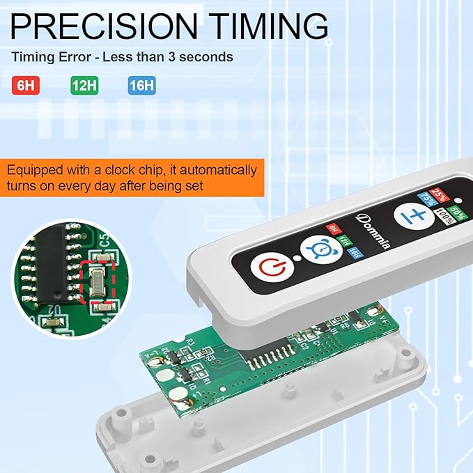 DOMMIA Grow Lights, 40W Linkable Grow Lights for Indoor Plants Full Spectrum, 6/12/16h Timer, Dimmable Ultra-Thin Plant Lights for Indoor Growing, Bluish White, 1-Set