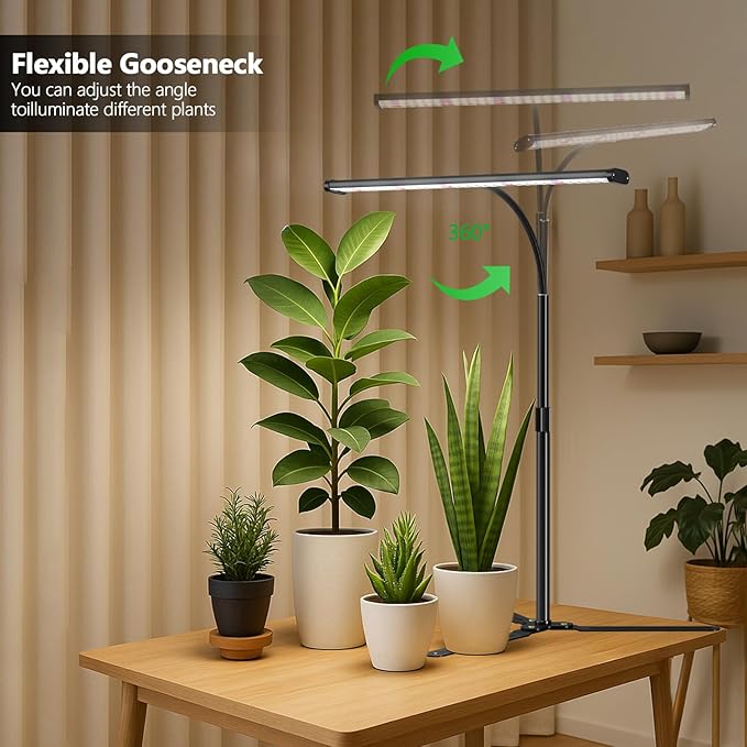 GYTF Super-Bright Plant Grow Light, 6000K 108LEDs Full Spectrum Plant Lamp with Timer 4/8/12Hrs & Height Extendable for Home Office Desktop Indoor Plants, 12V 3A High Power Output for Faster Growth