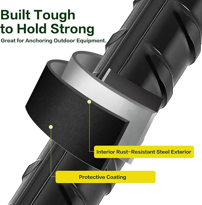 12" Trampoline Ground Wind Stakes Anchors High Wind Heavy Duty, 8 Pack U-Shaped Rebar Tent Stakes for Camping Tents, Soccer Goals,Fences, Swing, Landscape,Garden Decoration (U-8Pack)
