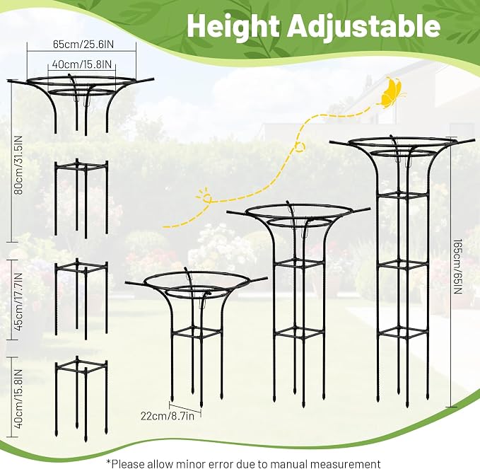 2pcs Garden Trellis for Climbing Plants Outdoor, 65 Inch Mushroom Top Trellis for Climbing Plants, Plant Trellis Support for Potted Plants Climbing Vine Rose Clematis Vegetable Trellis