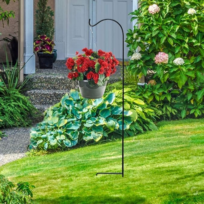 BEAU JARDIN 12 Pack Solid Shepherd Hook 37 Inch One Piece Structure No Assembly Required Heavy Duty Shepards for Garden Outdoor Hanging Plants Hanger Lanterns Wedding Black 2/5 Inch Thick BG176