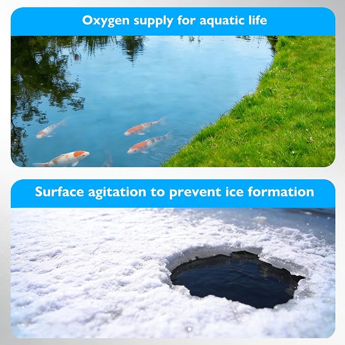 Pond Aerators for Outdoor Ponds, Air Pump for Pond up to 3500 Gallons, Complete Koi Fish Pond Aeration Kit, Oxygenation Bubbler Pump with Air Stones Airline Tubing Check Valves