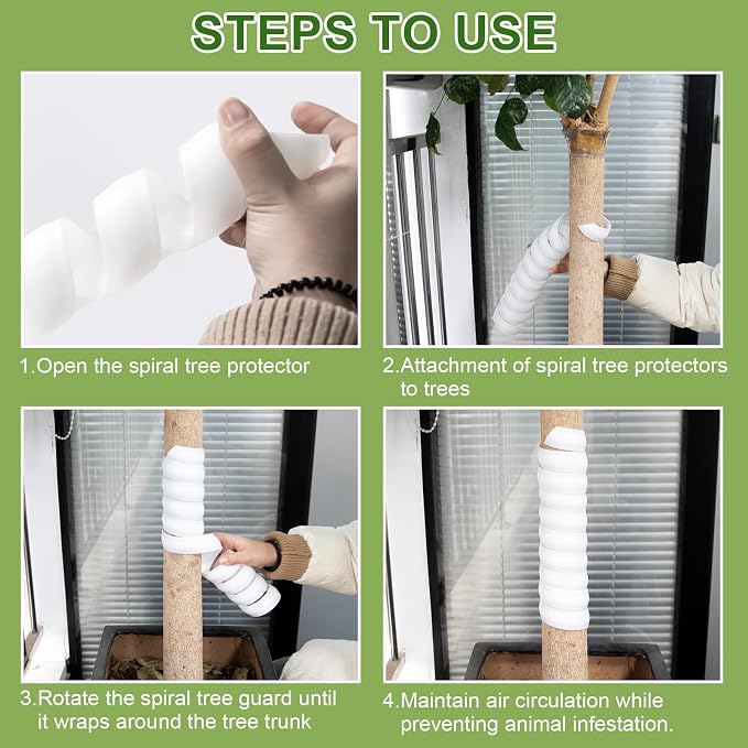 20 Pcs Tree Trunk Protector-2 Size Plastic Spiral Tree Guard Tree Trunk Protector Wrap Tree Bark Protector Tube Tree Wraps to Protect Bark Tree Saplings from Rodents Rabbit Mowers (White)