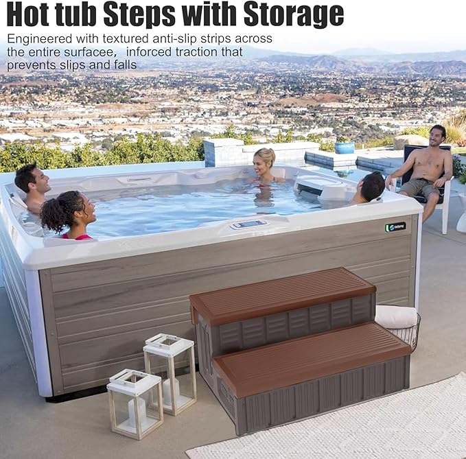 Hot Tub Steps, Outdoor Spa Steps with Storage, Non-Slip & Sturdy Hot Tub Stairs, 36 Inches Long