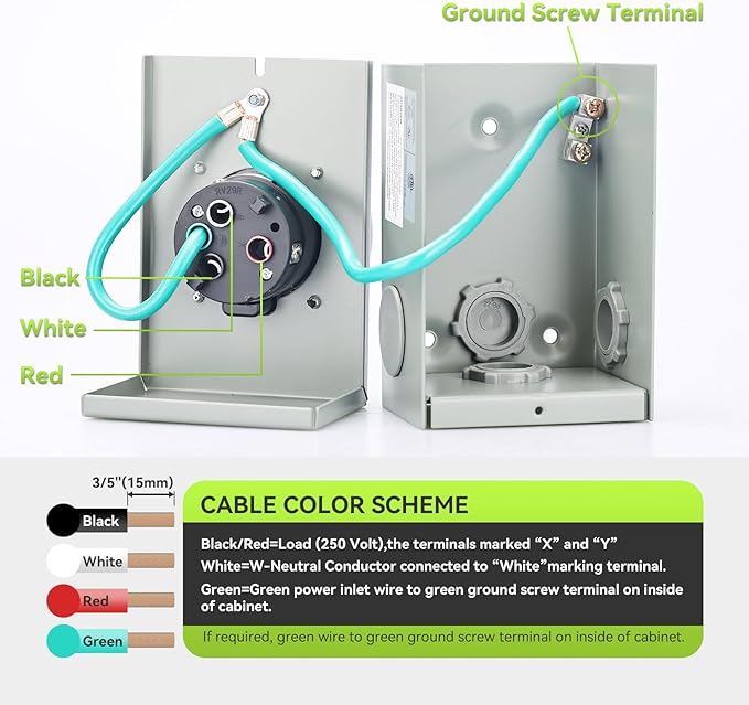 Pre-Drilling 50 Amp Generator Inlet Box RVMATE, NEMA SS2-50P Power Inlet Box, 125/250V, 6250/12500W 50a Power Inlet Box, ETL Listed, Waterproof for Outdoor Use