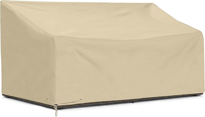 SunPatio Outdoor Patio Sofa Cover - Heavy Duty Deep Seat Couch Cover with Waterproof Seam, All Weather Protection, 80"L x 39"W x 32"H, Beige