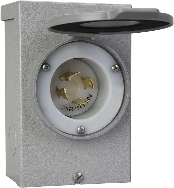 Reliance Controls Generators Up to 7,500 Running Watts PB30 30-Amp NEMA 3R Power Inlet Box, Gray