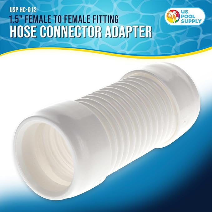 U.S. Pool Supply Hose Connector Adapter, 1.5" Female to Female Fitting, Connects Male Cuff Vacuum Hose Sections, Automatic Pool Cleaners - Replacement Compatible Kreepy Krauly K21241B