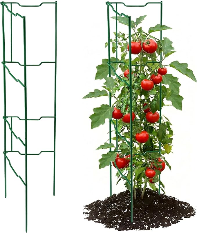 2 Pack 32in Stacking Tomato Ladders,V-Shape Garden Trellis,Upright Metal Trellis Plant Supports for Tomatoes,Pepper,Eggplants & Climbing Plants