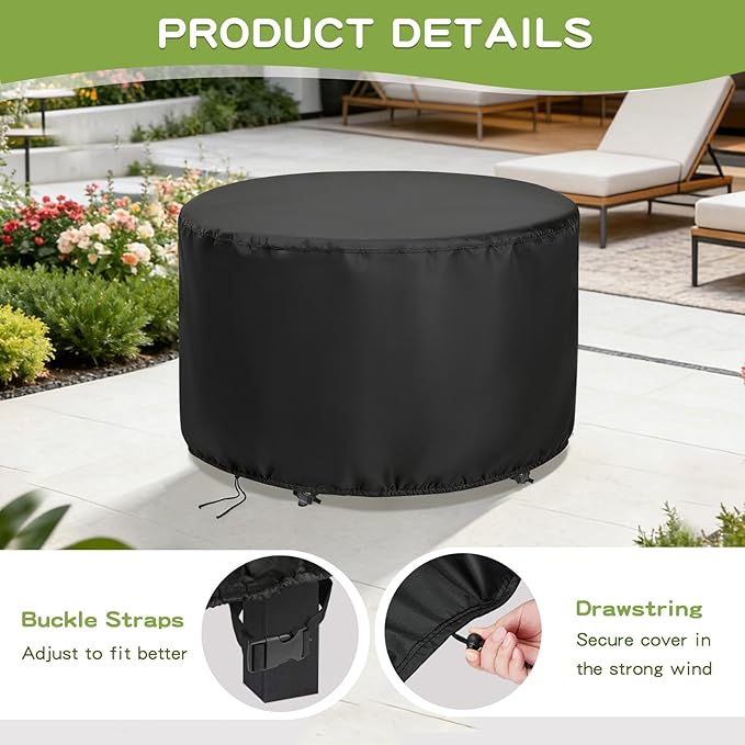 Round Patio Bar Height Table and Chair Cover 73 Inch, Outdoor Round Tall High Patio Table Cover for Patio Furniture - 73 X 43 Inch