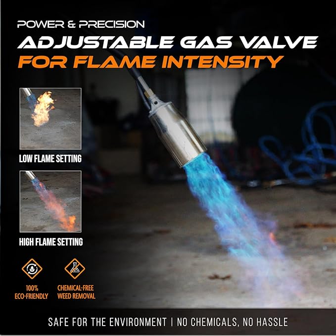 Sunlight® Propane Torch Weed Burner with 13 ft Hose, Adjustable 2,200,000 BTU Self Igniting Flamethrower, Heavy Duty Turbo Blow Torch For Garden, Wood, Melting Ice, Snow, Stumps, Grilling | May Vary