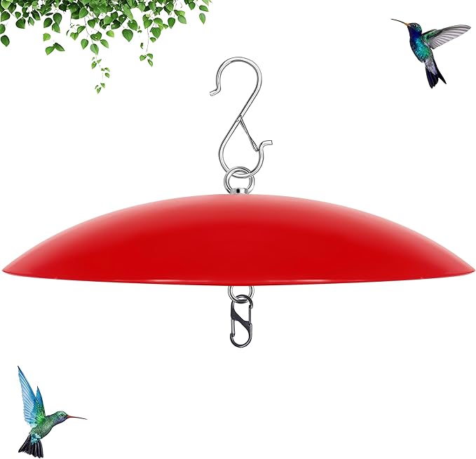 13" Hummingbird Feeder Dome Guard,Bird's Feeder Rain Cover,Squirrel Proof for Bird Feeders Pole, Smart Bird Feeders Umbrella(Bright Red), 1Pack