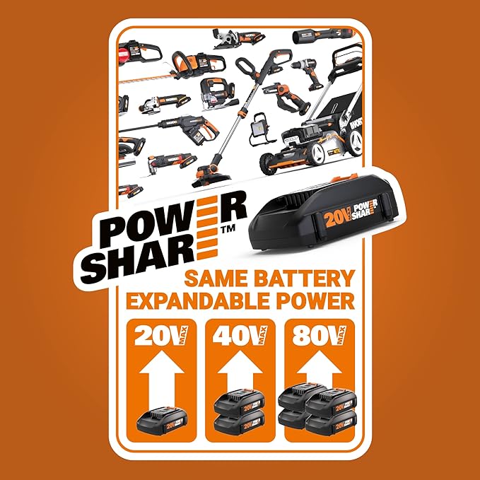 Worx 40V 17" Cordless Lawn Mower for Small Yards Bundle with 12 Amp 7.5" Electric Lawn Edger and Trencher