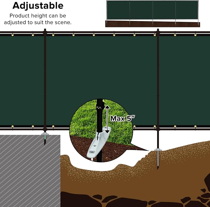 6'x86' Privacy Fence Kit Freestanding Mesh Screen with Iron Poles Temporary Fencing Outdoor Patio Backyard Divider Dog Air Conditioner Trash Fence Green Custom