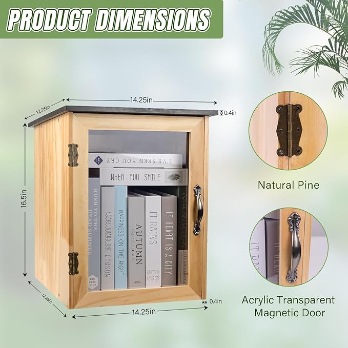 Little Library Box Outdoor, Free Outdoor Litte Library Box Storage, Free for Neighborhoods, Community, Sharing Books, Literature, Newspaper etc.(1 Pcs Sticker)