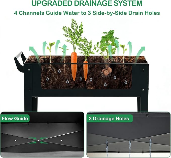 2-Pack 32”Height Elevated Raised Garden Bed with Wheels & Storage Shelf, 400 Lbs Capacity, Anti-Rust, Space-Saving Planter for Vegetables, Herbs, Patio, Balcony, Backyard