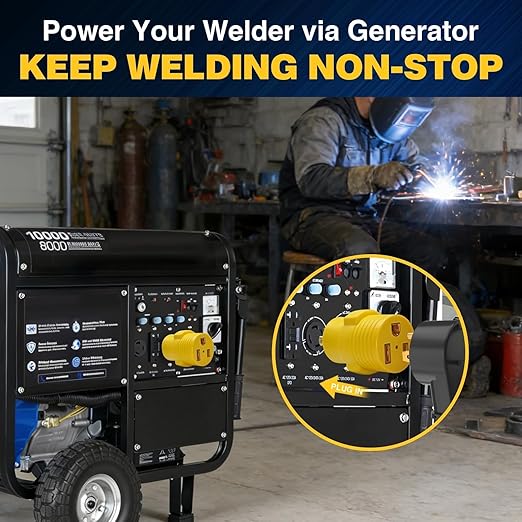 240V 50A to 30A Gen Welder Adapter, NEMA L14-30P to 6-50R 220V Welder Adapter, 30A 4-Prong/Pin Twist-Lock Plug to 50A 3-Prong/Pin Welder Outlet, Generator Welder Power Connector, ETL Listed
