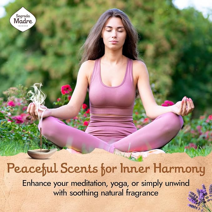 Sagrada Madre Jasmine Incense Sticks - 6 Handmade Extra-Long & Thick Sticks with Essential Oils, Rose Petals & Jasmine for Abundance, Calm & Relaxation - 1 Hour Burn Time