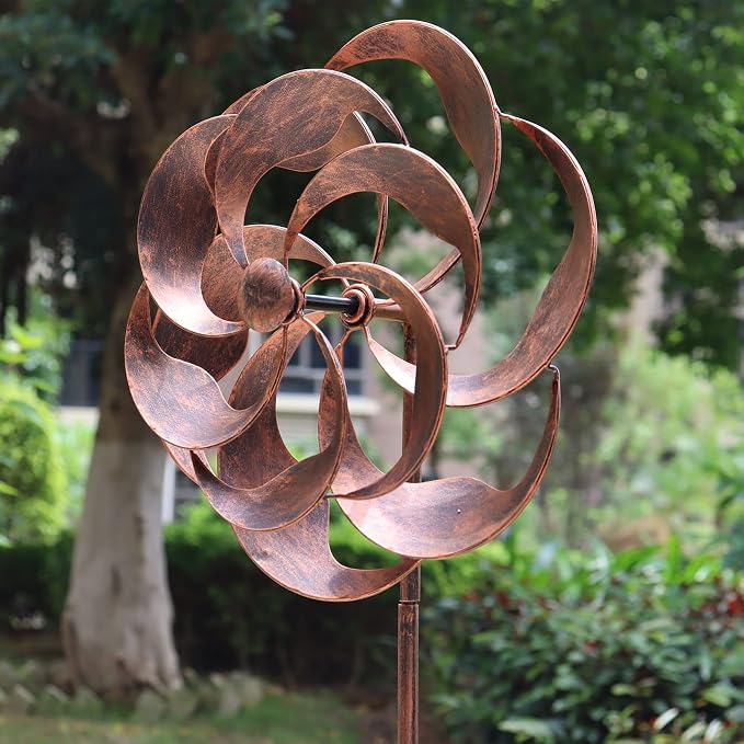 360 Degrees Metal Swivel Wind Spinner Willow Leaves 70x20 Inches | Classical Design, For Patio Lawn Outdoor Yard Garden