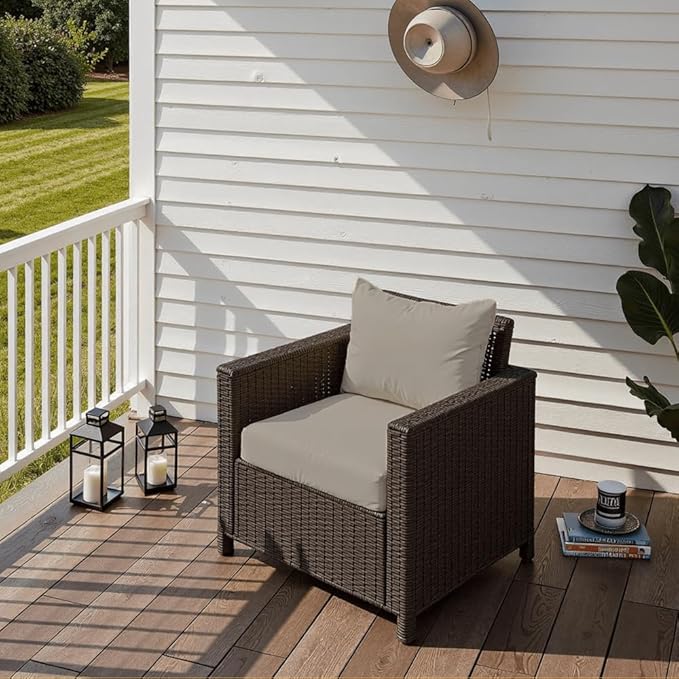 PatioGlow Outdoor Seat Cushion Set 24 x 24 x 4 Inch, Waterproof & Fade Resistant Patio Furniture Cushions with Removable Cover, Thick Deep Seating Pads for Outside Chair Sofa Couch