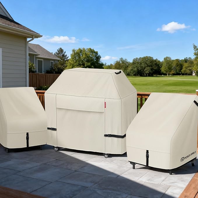 Porch Shield Patio Chair Covers - Waterproof Outdoor Lounge Deep Seat Adirondack Chair Cover - 34W x 37D x 36H inch, Beige