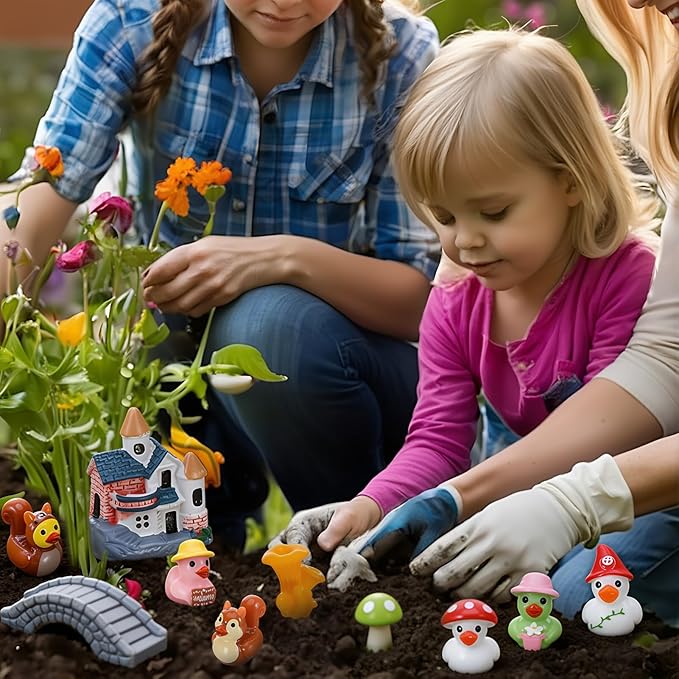 36 Pcs Fairy Garden Accessories - Miniatures Garden Houses Bridge Landscape Water Well Fence Figurines Pond Mushroom Lawn Garden Ornament for DIY Terrarium Potted Plants Dollhouse Desk Decor