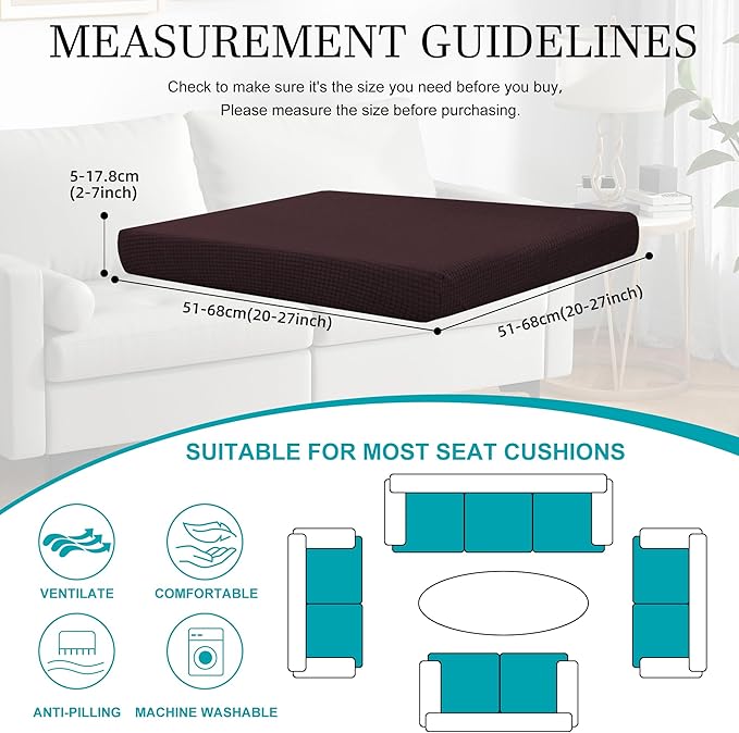 BIETYONE 14 Pcs Stretch Patio Cushion Covers,for Outdoor Couch Covers Replacement,Patio Slipcovers Couch Cover,Washable Furniture (Coffee,Only)