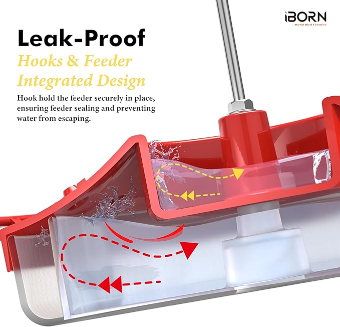 iBorn Hummingbird Feeders for Outdoors Hanging,Bee Proof Hummingbird Feeder with 14 Feeding Ports,13 OZ Saucer Humming Bird Feeders with Ant Moat,Ant Proof No Leak,Easy to Clean and Refill,Red,1 Pack