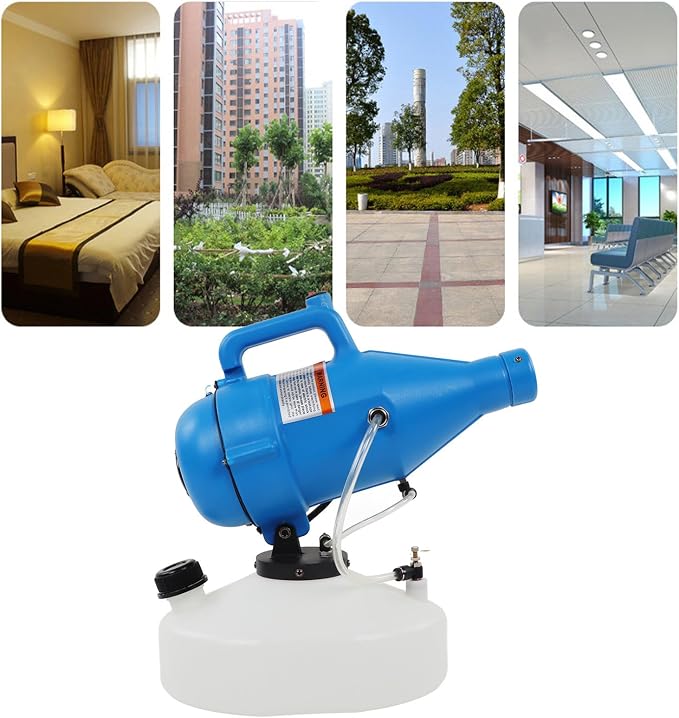 Electric ULV Portable Fogger Sprayer Machine, Electrostatic Corded ULV Hand Carry, 4.5L Capacity, 1400W Power, Adjustable Spray, 20-50 Particle Size, Automatic Spraying
