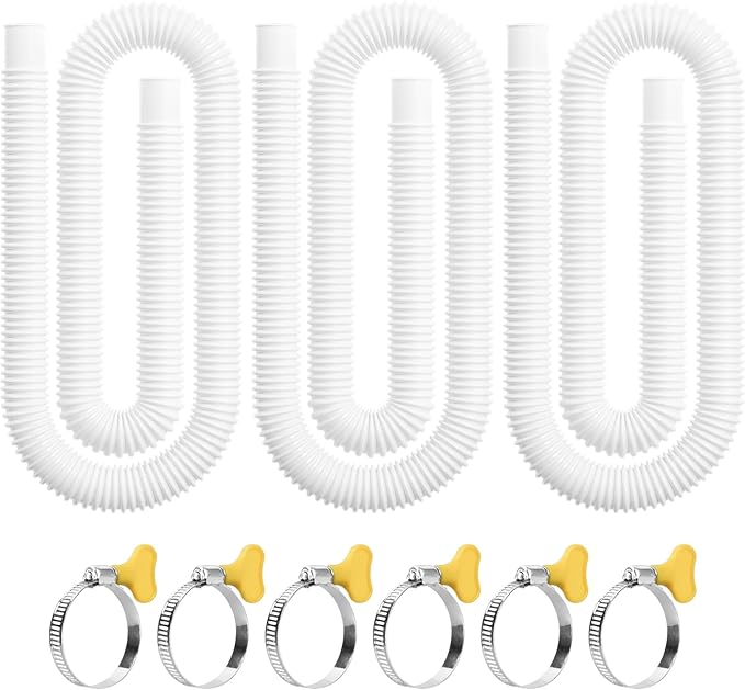 Pool Hose for Above Ground Pools, 3 Packs 1.25" Diameter Pool Pump Replacement 59 Inches Length Swimming Pool Hose with 6 Pcs Hose Clamps