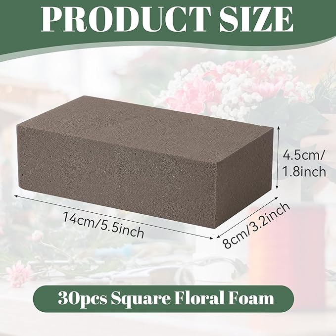 30 Pack Floral Foam Blocks for Fresh and Artificial Flowers – Grey Wet Foam for Flower Arrangements, Florist Foam for Centerpieces, Bouquets, Crafts, DIY Cutting (Grey)