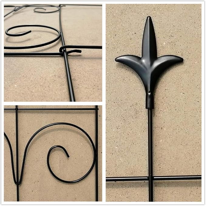 32 Inch x 50 Feet (40 Panles) Black Decorative Garden Fence Border Folding Fence, Decorative Folding Wire Fencing Border Fence Edge Decor Fence Animal Barrier
