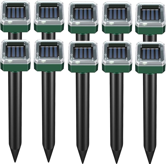 Solar-Powered Mole Repellent 10Pack Snake Repellent Outdoor, Gopher Repellent for Lawn Garden Yard, Mole and Vole Repeller Waterproof, Effectively Repels Gophers Snake