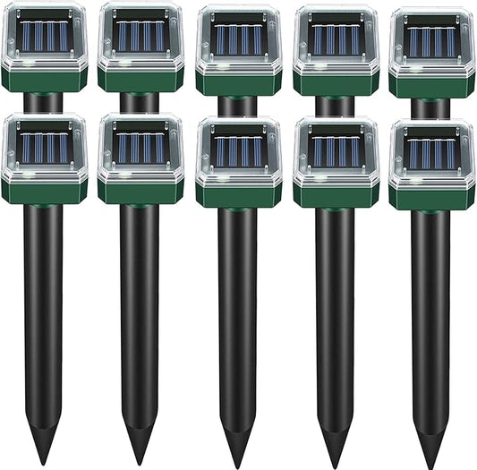 Solar-Powered Mole Repellent 10Pack Snake Repellent Outdoor, Gopher Repellent for Lawn Garden Yard, Mole and Vole Repeller Waterproof, Effectively Repels Gophers Snake