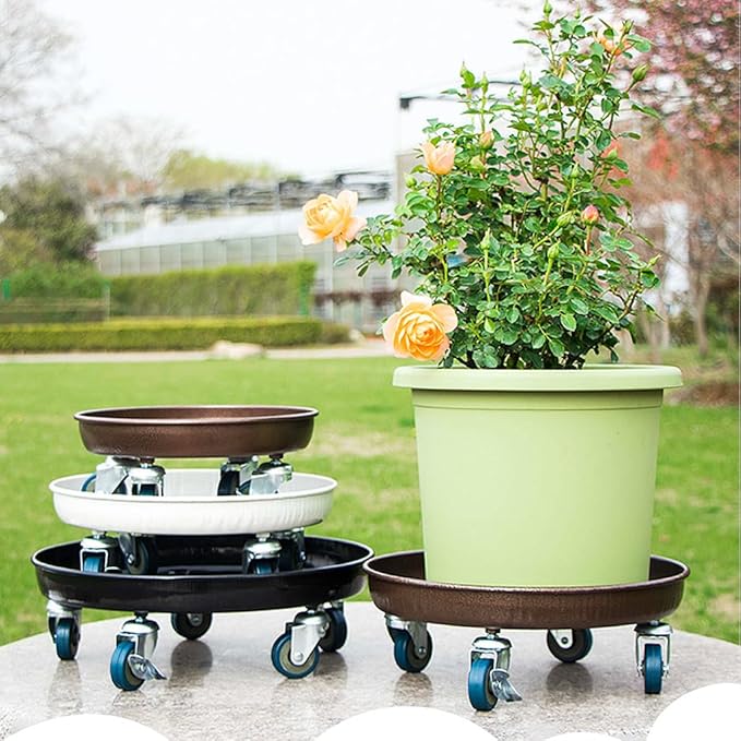14" Heavy Duty Plant Dolly with Wheels, 280lbs Metal Rolling Plant Stand with Casters, Round Wheeled Planter Caddy Roller Base Carry Potted Tree Flower Pot for Indoor Outdoor Garden, 3 Pack, Bronze